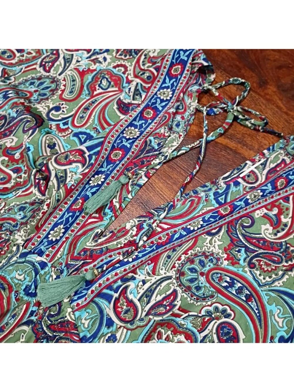 Earthbound Paisley Print Maxi Dress Boho V-Neck Elastic Waist XL - Picture 9 of 14